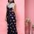 Navy blue printed silk blend ethnic saree with blouse piece