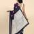 Navy blue printed silk blend ethnic saree with blouse piece