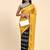 Gold printed silk blend ethnic saree with blouse piece