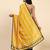 Gold printed silk blend ethnic saree with blouse piece