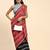 Red printed silk blend ethnic saree with blouse piece