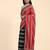 Red printed silk blend ethnic saree with blouse piece