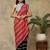 Red printed silk blend ethnic saree with blouse piece