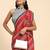 Red printed silk blend ethnic saree with blouse piece