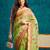 Green elegant printed polycotton saree with blouse piece