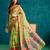 Green elegant printed polycotton saree with blouse piece