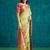 Green elegant printed polycotton saree with blouse piece