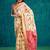 Cream elegant printed polycotton saree with blouse piece