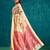 Cream elegant printed polycotton saree with blouse piece