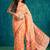 Peach elegant printed polycotton saree with blouse piece