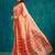 Peach elegant printed polycotton saree with blouse piece