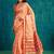 Peach elegant printed polycotton saree with blouse piece