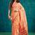 Peach elegant printed polycotton saree with blouse piece