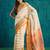 Cream elegant printed polycotton saree with blouse piece