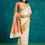 Cream elegant printed polycotton saree with blouse piece