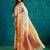 Cream elegant printed polycotton saree with blouse piece