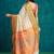Cream elegant printed polycotton saree with blouse piece