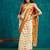 Cream elegant printed polycotton saree with blouse piece
