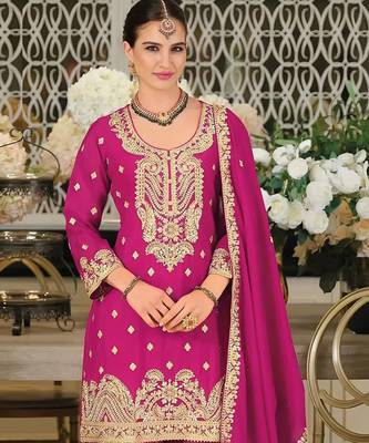 Rani embroidered satin semi-stitched pakistani salwar suit 2