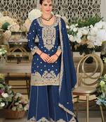 Morpitch embroidered satin semi-stitched pakistani salwar suit