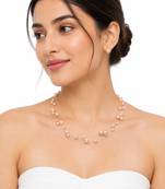 Floating pearl necklace and earring set, pink, multi-strand illusion style, bridal jewellery