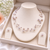 Floating freshwater pearl necklace and earring set, pink, multi-strand, earrings included