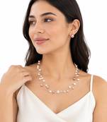 Floating freshwater pearl necklace and earrings set, multi-colour, double strand, earrings included