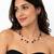 Black freshwater pearl floating necklace and stud earrings jewellery set, double strand, earrings included