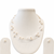 Floating pearl necklace and earring set, white, multi-strand, illusion style, with earrings set