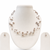 Floating pearl necklace and earring set, grey, multi-strand, illusion style, with lobster clasp