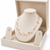 Floating pearl necklace and earring set, pink, multi-strand illusion style, bridal jewellery