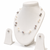 Floating pearl necklace and earrings set, white and grey multi-colour, illusion style