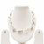 Floating pearl necklace set with earrings, multi-strand, white and grey, illusion style