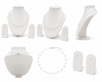Floating pearl necklace and earring set, white, illusion multi-strand, bridal wedding jewellery 2