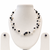 Floating pearl necklace and earring set, white and black, multi-strand, earrings included