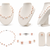 Floating pearl necklace and earring set, peach pink, multi-strand illusion style, freshwater pearl jewellery