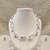 Floating pearl necklace set with earrings, multi-strand, white and grey, illusion style