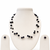 Black freshwater pearl floating necklace and stud earrings jewellery set, multi-strand, silver wire