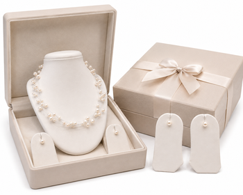 Floating freshwater pearl necklace set, white, multi-strand with earrings, elegant bridal jewellery 3