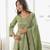 Olive green embroidered glass roman silk farshi shalwar suit set with dupatta