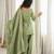 Olive green embroidered glass roman silk farshi shalwar suit set with dupatta