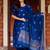 Blue jaquard  kanchi cotton with jari work kurti dupatta pant  set