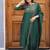 Green embroidered  vertical cotton with kurti dupatta pant  set