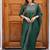 Green embroidered  vertical cotton with kurti dupatta pant  set