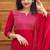 Rani embroidered  vertical cotton with kurti dupatta pant  set