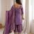 Mauve purple sequence dori zari embroidered nc vichitra silk kurta farshi shalwar set with dupatta