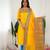 Yellow jaquard  kanchi cotton kurti dupatta set