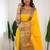 Yellow jaquard  kanchi cotton kurti dupatta set