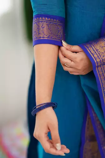 Firozi jaquard  kanchi cotton kurti dupatta set
