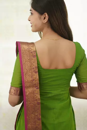 Parrot green jaquard  kanchi cotton kurti dupatta set